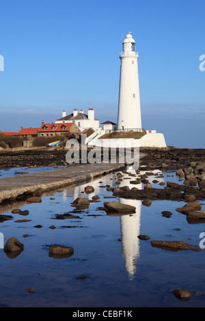 Leuchtturm auf Str. Marys Insel Whitley Bay North East England UK Stockfoto