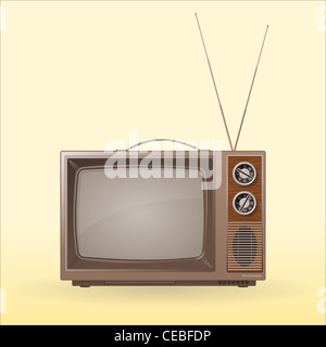 Alte Retro TV - Vintage TV Bildschirm und Antenne Illustration in braunen Farben Stockfoto