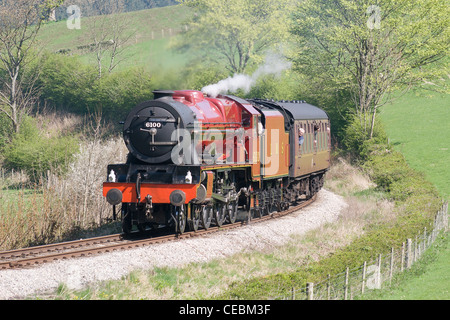 Dampf Lok, königliche Schotte mit einem Personenzug auf der Llangollen Railway Stockfoto
