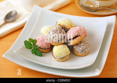 Drei Farben Cookies. Rezept zur Verfügung. Stockfoto