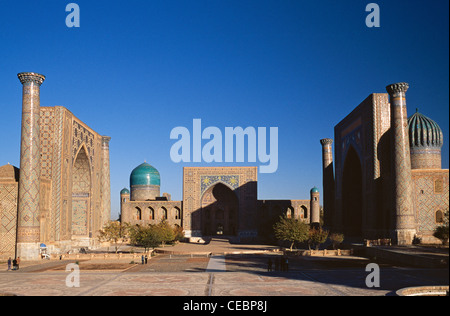 Registan Quadrat, Samarkand, Usbekistan, Zentralasien Stockfoto