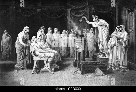 Im alten Rom geehrt die Vestalinnen die Göttin des Herdes Vesta. Ihre Hauptaufgabe war Vestas Feuer gehen zu halten. Stockfoto