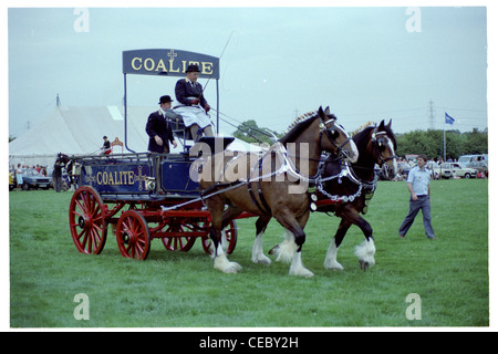 Coalite Pferdekutsche Leiterwagen, gezogen von zwei schweren Shire-Pferden auf der jährlichen Snaith in East Yorkshire Stockfoto