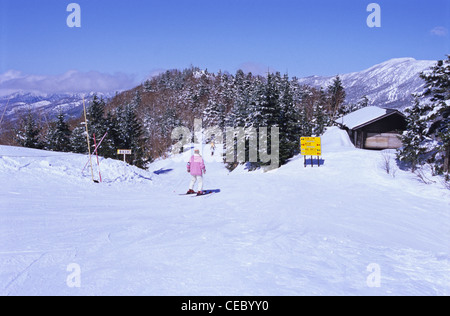 Skifahrer, Shiga Kogen, Präfektur Nagano, Japan Stockfoto