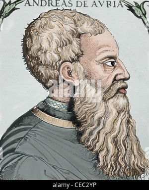 Andrea Doria (1466-1560). Italienische Herren und Admiral von Genua. Farbige Gravur. Stockfoto