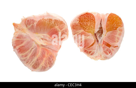 Zwei Hälften einer Pummelo Frucht Stockfoto