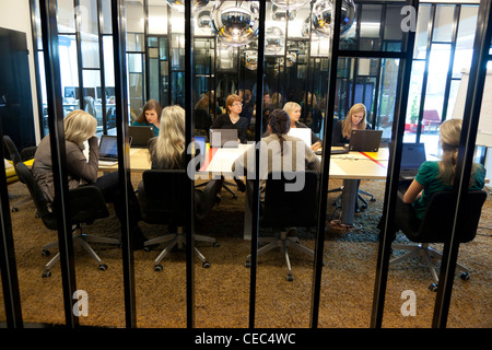 Mitarbeiter während einer Konferenz Skype Worldwide Headquarters, Tallinn, Estland Stockfoto