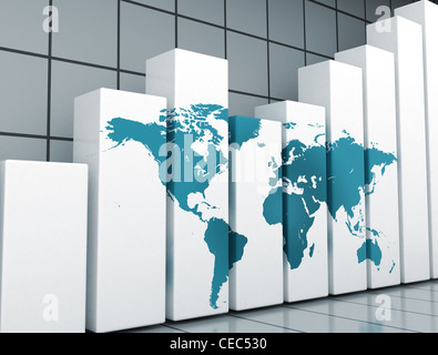 Grafik und Welt Karte Stockfoto