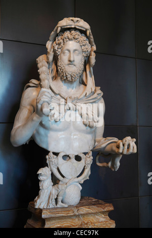 Marmorbüste des Kaisers Commodus dargestellt als Herkules Stockfoto