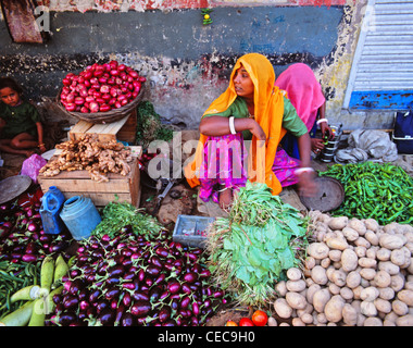 Gemüsemarkt, Jaipur, Indien Stockfoto