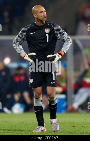 Vereinigten Staaten-Torhüter Tim Howard zeigt Enttäuschung nach dem Gegentor nach Ghana in einem FIFA World Cup Runde 16 Match. Stockfoto