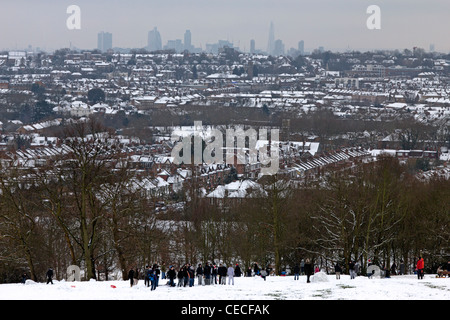 Winter-Blick über Nord-London von Alexandra Palace Park - Haringey - London Stockfoto