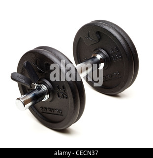 Hantel auf weißem Hintergrund Stockfoto