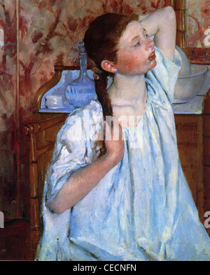 Mary Cassatt Mädchen arrangieren ihr Haar XIX. Jahrhunderts Stockfoto