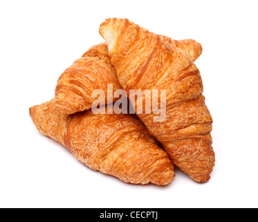 Croissants auf weißem Hintergrund Stockfoto