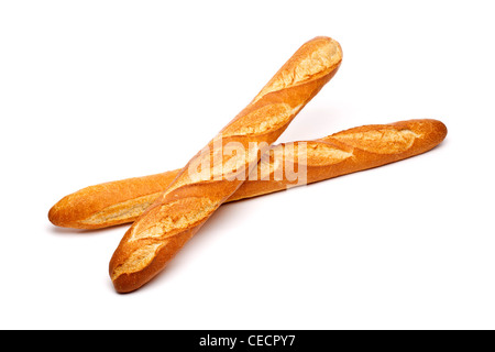 Baguettes auf weißem Hintergrund Stockfoto