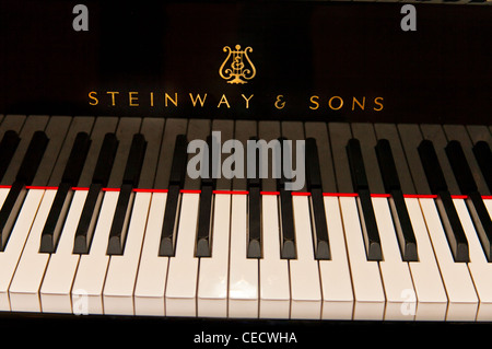 Nahaufnahme einer Steinway und Sons Grand Piano-Tastatur Stockfoto