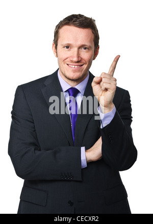 junger Geschäftsmann auf weißem Hintergrund Stockfoto