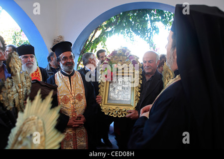 Griechenland-Kykladen-Inseln Sikinos ein religiöses Fest Stockfoto