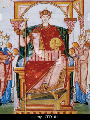 Otto II (c. 955-983), das rot. Der Heilige Römische Kaiser empfängt die Huldigung der vier Nationen: Germania, Gallien, Italien und Illyrien. Stockfoto