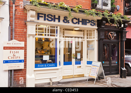 Herr Chippy Fish &amp; Chips-Shop in Swinegate, York, North Yorkshire, England. Stockfoto