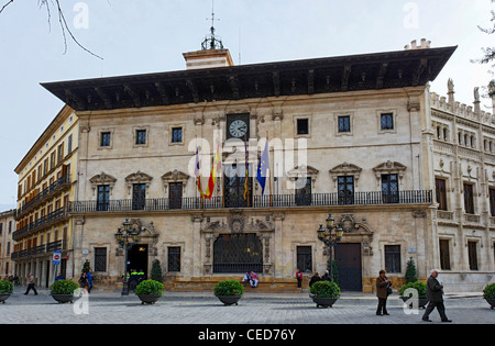 Altes Rathaus, Altstadt von Palma, Placa del Cort, Palma de Mallorca, Mallorca, Balearen, Spanien, Europa Stockfoto