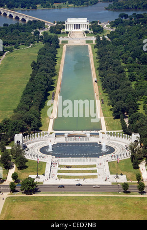 Luftaufnahme des Lincoln Memorial in Washington DC vom Washington monument Stockfoto