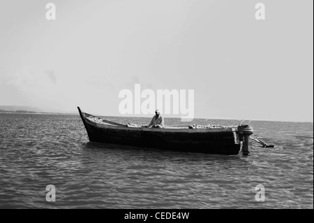 Traditionelles Holzboot in Sindhudurg, Indien Stockfoto