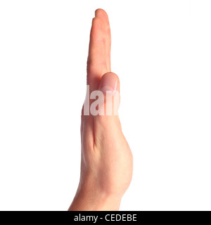 Hand stehen Buchstaben I von Alphabet Stockfoto