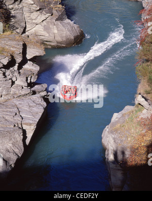 Die Shotover Jet Fahrt durch den Shotover River Canyon, Queenstown, Region Otago, Südinsel, Neuseeland Stockfoto