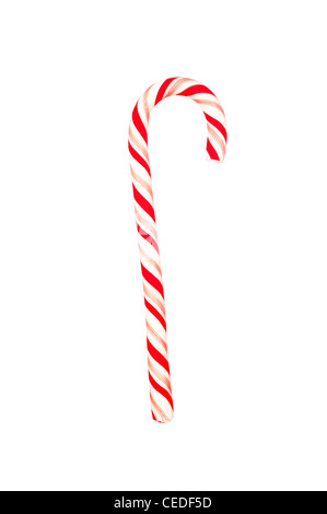 A Christmas candy Cane isoliert auf weißem Hintergrund Stockfoto