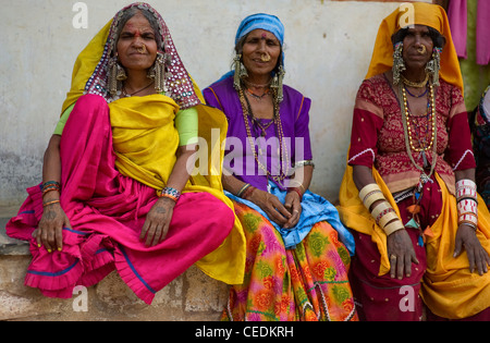 Ethnische Kostüm und Lebensstil des Stammes Lambani von Indien Stockfoto