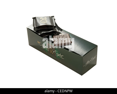 Nahaufnahme einer Schachtel Nestle nach acht Minze Schokoladenrinnen Stockfoto