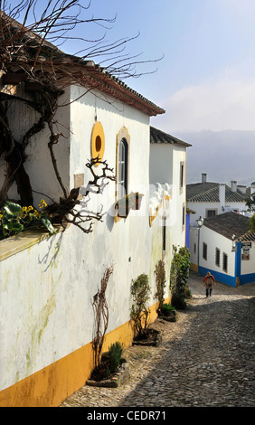 Kopfsteinpflaster, Obidos, Portugal Stockfoto