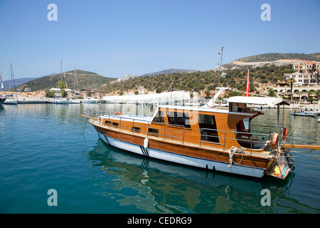 Türkei, in der Nähe von Kas, Kalkan, Boot im Hafen von Kalkan Stockfoto