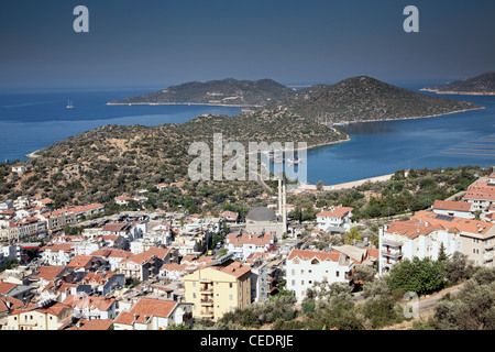 Türkei, Kas, morgendliche Aussicht von Kas aus den Hügeln oberhalb Stockfoto