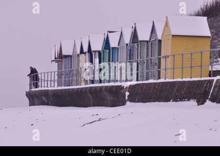 Strandhütten bei Cromer im winter Stockfoto