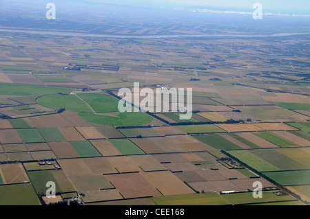 Luftbild der Canterbury Plains in der Nähe von Christchurch auf der Südinsel von Neuseeland Stockfoto