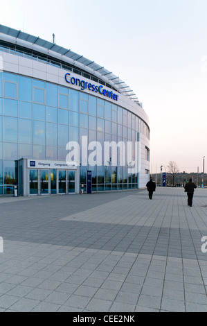 Messe Erfurt Congress Center, Messegelände, Dämmerung, Erfurt, Thüringen, Deutschland, Europa Stockfoto