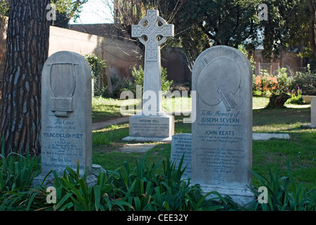 Gräber der John Keats und Joseph Severn in nicht-katholischen Friedhof, Rom, Latium, Italien Stockfoto