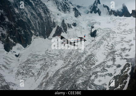 Scenic Air Rundflug über Mont Blanc Megeve Megève Flughafen. Französischen Region Rhône-Alpes. Süd-Frankreich. Europa. EU Stockfoto