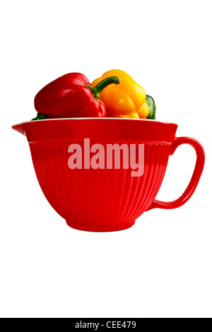 Rote Küche Krug mit Paprika Stockfoto