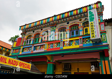 Bunte Tan Teng Niah denkmalgeschützten Gebäude in Little India, Singapur. Stockfoto