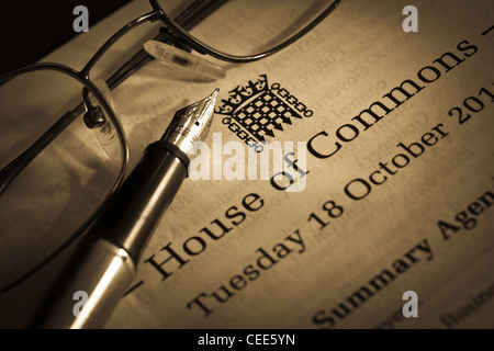 Das House Of Commons - Tagesordnung Stockfoto