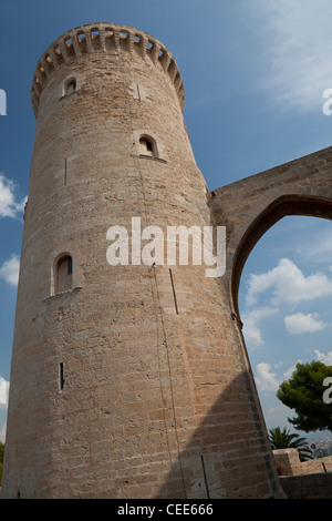 Bergfried auf Burg von Bellver, Mallorca, Spanien Stockfoto