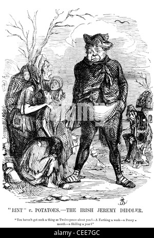 Punch-Karikatur 1845: ' Rint V Kartoffeln. -Die irische Jeremy Diddler. " Stockfoto