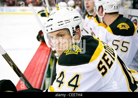 Boston Bruin Dennis Seidenberg - Carolina Hurricanes Niederlage den Boston Bruins 4-2 in der NHL im RBC Center Stockfoto