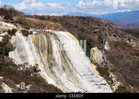 Hierve el Agua, Oaxaca, Mexiko. Heiße Quellen mit versteinerten Wasserfällen. Stockfoto