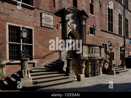 Gdansk/Danzig, Rechtstädtisches Rathaus, Barocke Treppenanlage Und Barockportal Stockfoto