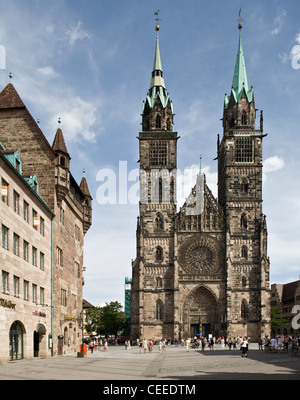 Nürnberg, St. Lorenz, Lorenzkirche, Westfassade Stockfoto